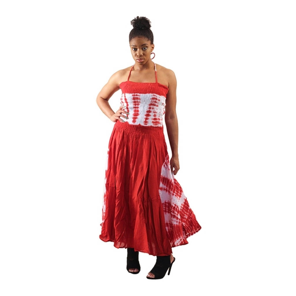Red TieDye Strap Dress  One Size Fits Most